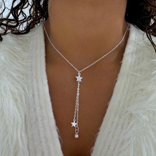 Producto - CORBATERO BLANCO ESTRELLITA CON BRILLO