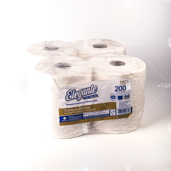 Producto - Bobinas Toalla Blanca Premium 4 Rollos X 200 Mts. Elegante