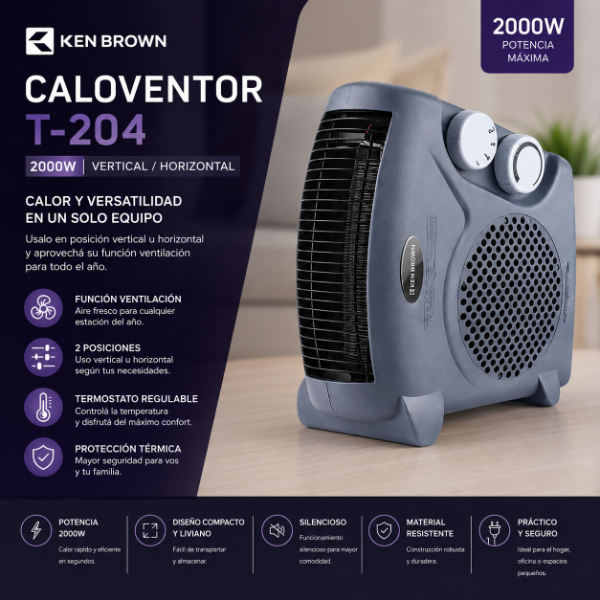 Producto - CALOVENTOR KENBROWN T-204 2000W VERTICAL/HORIZONTAL