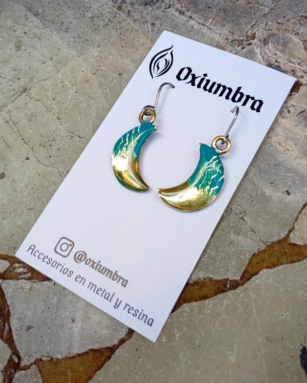 Producto - Aros Luna (dorado y verdigris)