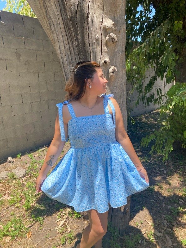 Producto - Vestido Marlene Floreado Celeste 2