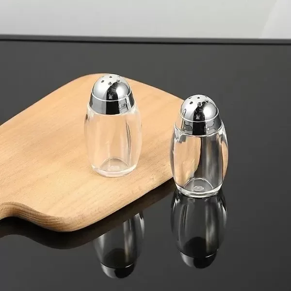 Producto - Salero Pimentero De Mesada De Acrílico Transparente Transparente Y Plateado