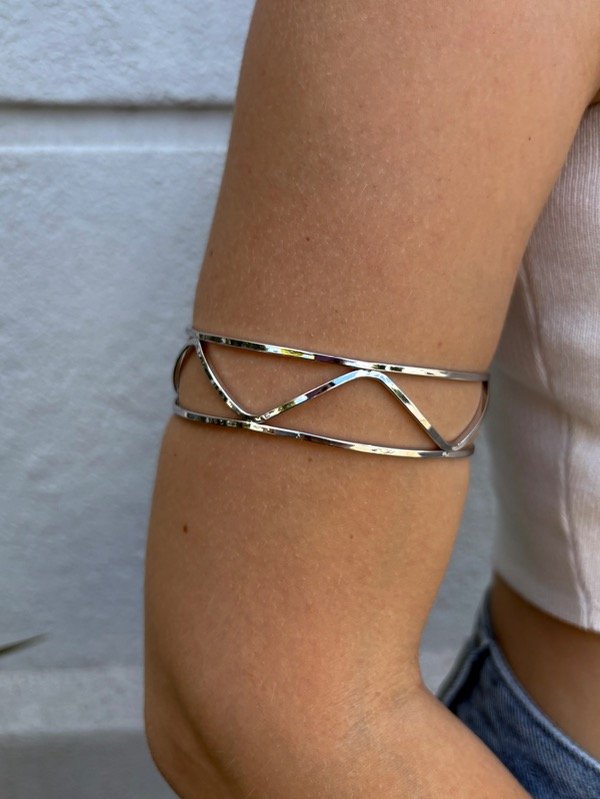 Producto - Brazalete doble con zigzag (plateado)