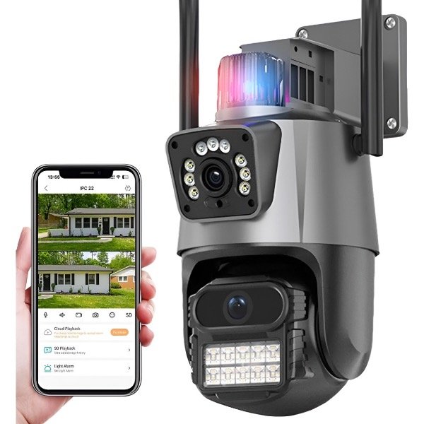 Producto - CÁMARA DE SEGURIDAD 360 EXTERIOR CON DOBLE LENTE