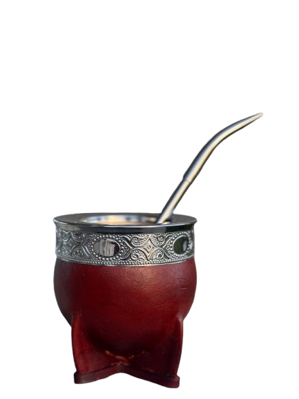 Producto - Mate Imperial de  Calabaza con Virola de Acero, Bordo