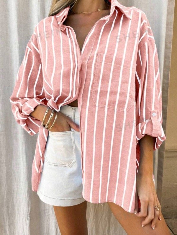 Producto - Camisa SHEIN rosa rayada - 1