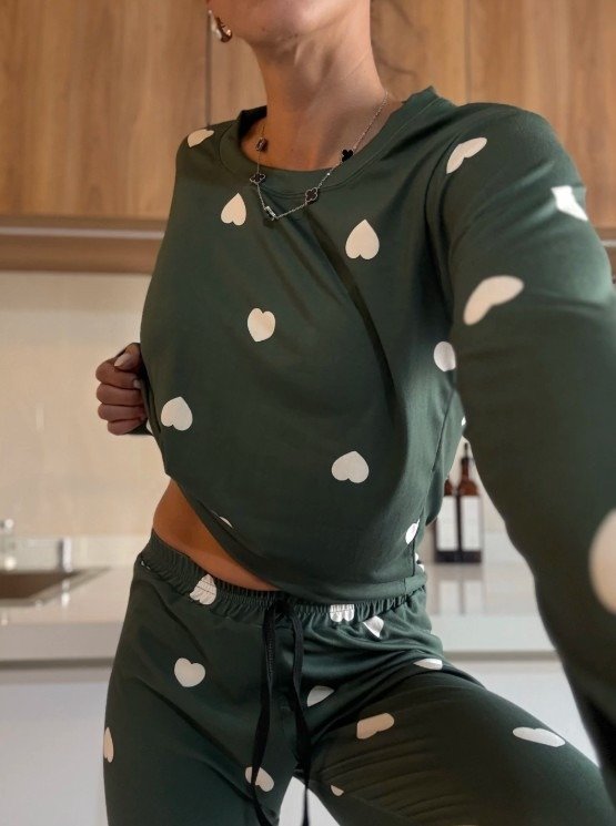 Producto - Pijama corazón verde