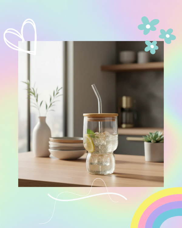 Producto - Vaso Daily de Vidrio + Sorbete y Tapa