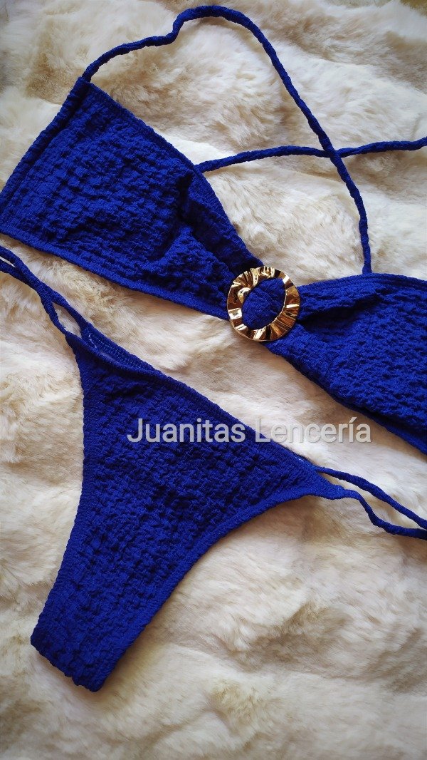 Producto - Bikini textura argolla Azul talle 85/95/100