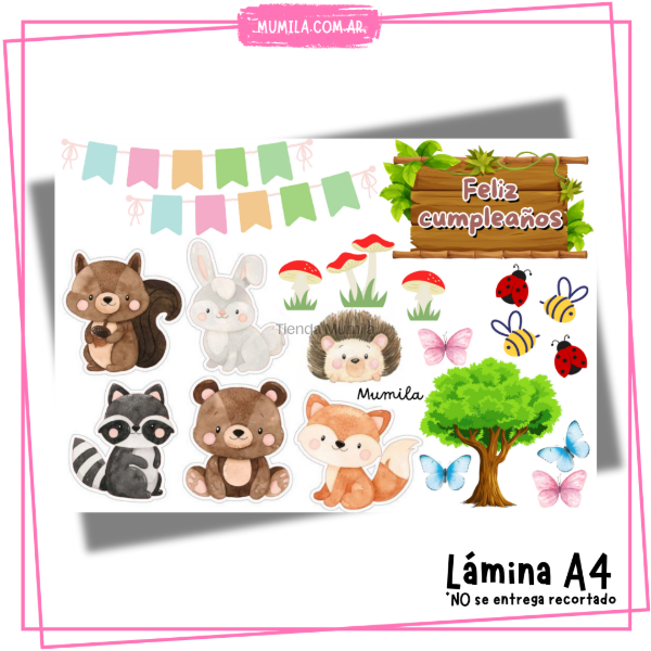 Producto - Lamina papel foto Topper Animales del bosque EN STOCK