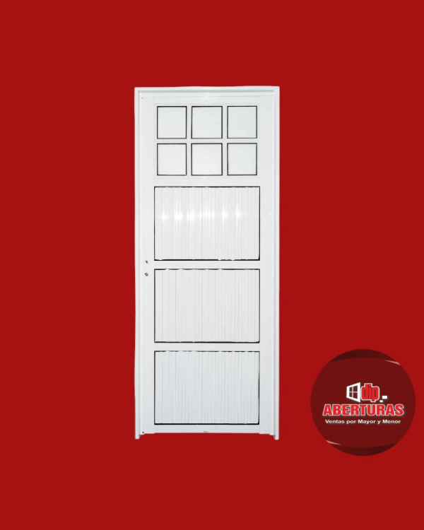 Producto - Puerta Aluminio Acanalado 25mm 1/4 Vidrio Repartido