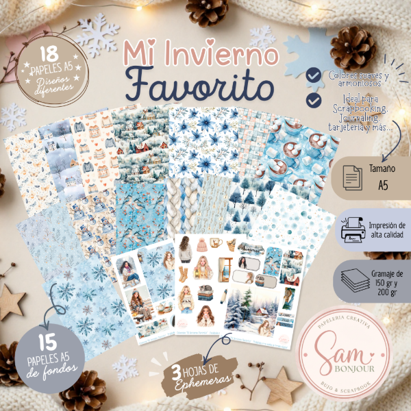 Producto - Colección de Papeles: Mi invierno Favorito Tamaño A5 - 1