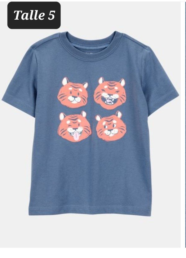 Remera manga corta carters talle 5 tigre