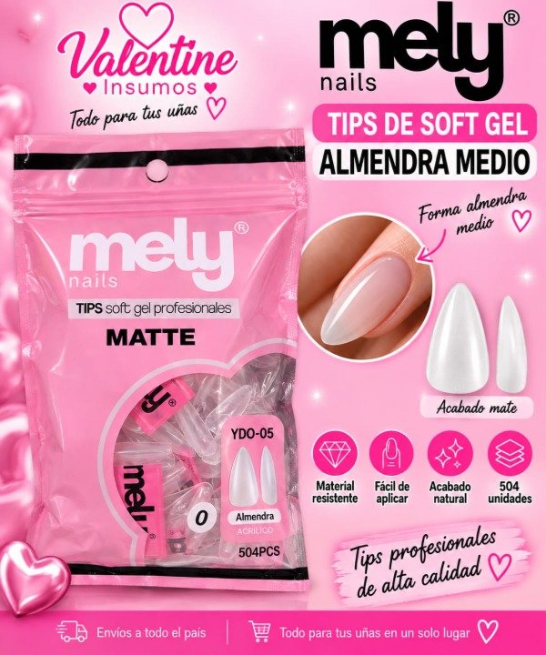 Producto - TIPS DE SOFT GEL EN BOLSA ALMEDRA MEDIO MELY