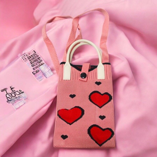 Producto - Bandolera Importada Rosa Corazones