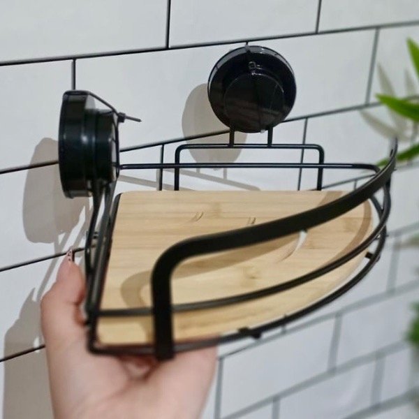 Producto - Organizador De Ducha Madera Con Ventosas Ajustables Esquinero 4043