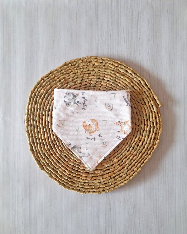 Producto - Babero Bandana c/ Toalla atrás Animalitos Durazno