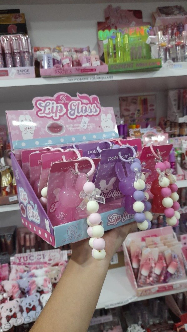 Producto - Lip gloss de conejito con llavero POLA AYLR