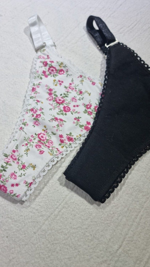 Producto - Pack x2 less algodón premium negra/floral