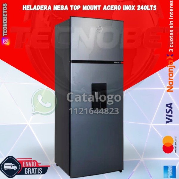 Producto - HELADERA NEBA TOP MOUNT ACERO INOX 240LTS