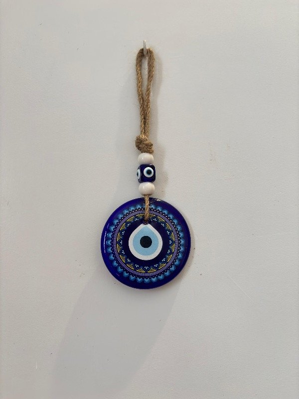 Producto - Colgante ojo turco vidrio con hilo yute