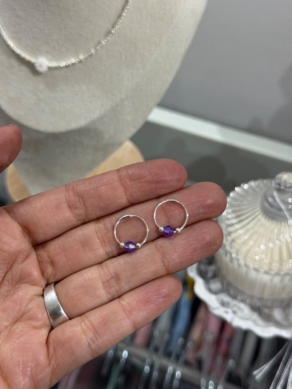Producto - Argollas 12mm Bicono Amatista