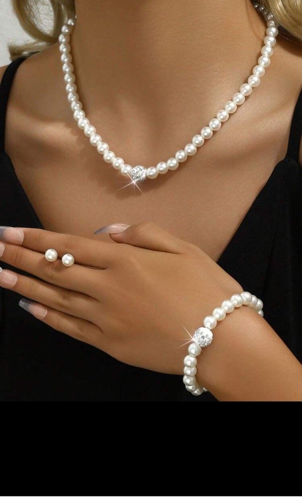 Producto - Set (x3) collar, pulsera y aros - Pearly