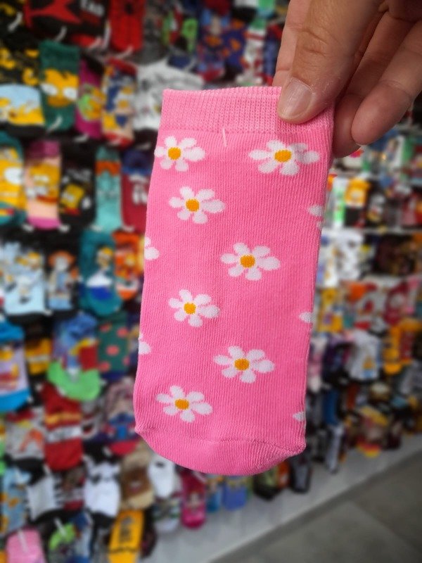 Producto - Soquete Adulto Margaritas Fondo Fucsia