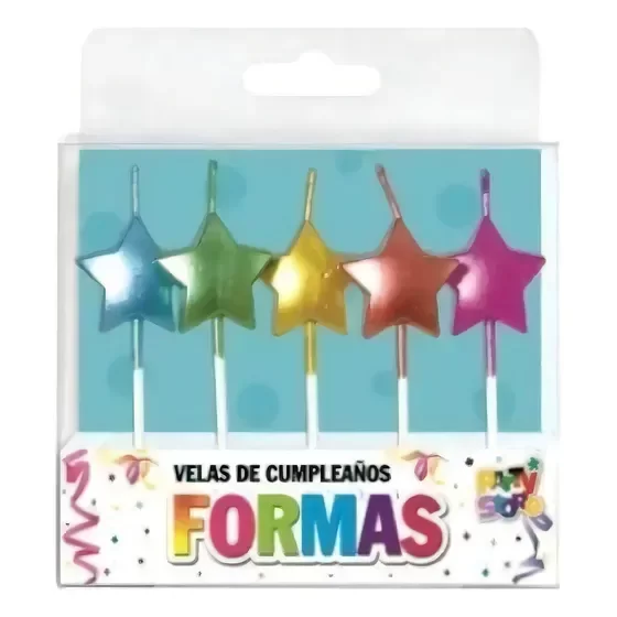 Producto - VELAS FORMAS - SET ESTRELLAS METALIZADAS X 5 PIEZAS