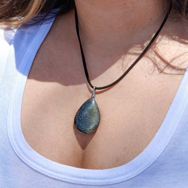 Producto - Collar de Obsidiana Plateada