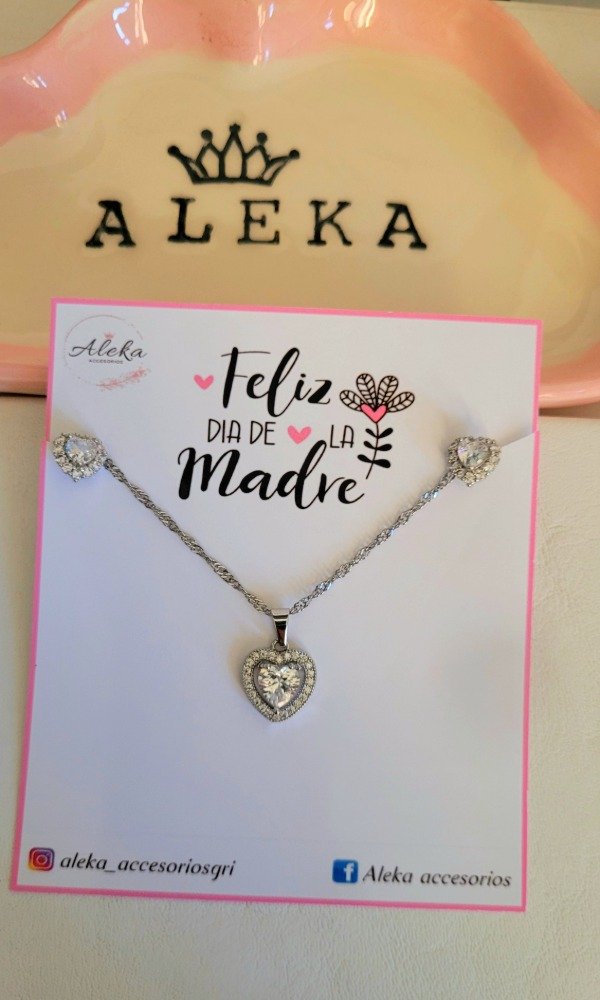 Producto - Conjunto collar y aros con cubic y micropavé de acero quirúrgico - 3