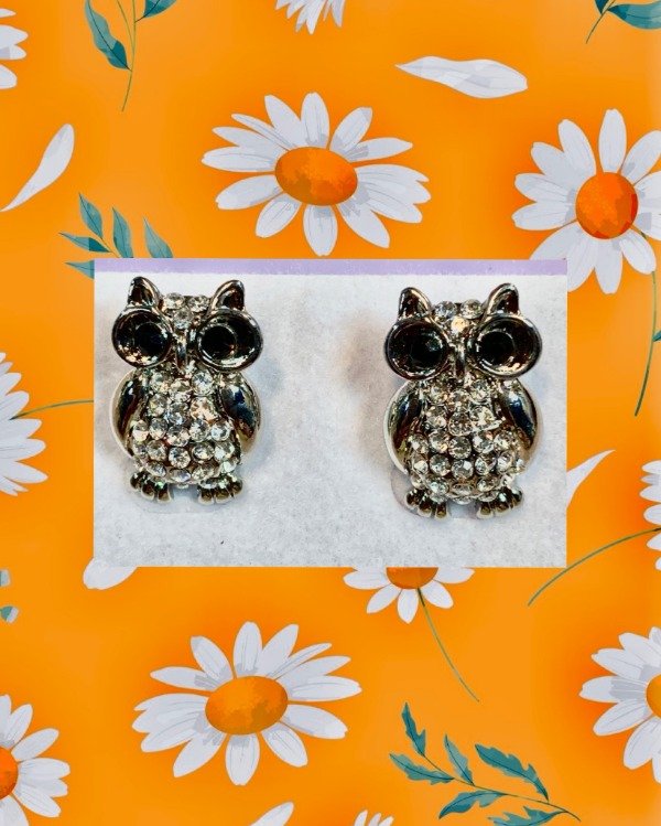 Producto - Pendientes de Plata 925 diseño Búho c/zirconios Blanco y Negro