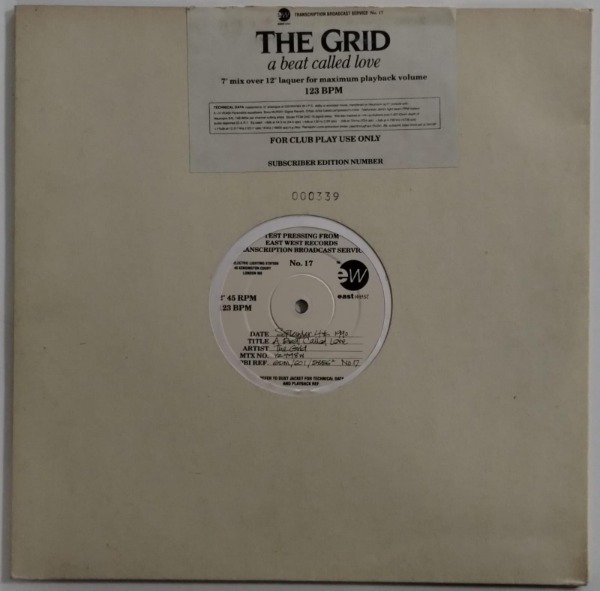 Producto - THE GRID A Beat Called Love Vinilo 12 UK 1990 45 Single Sided House