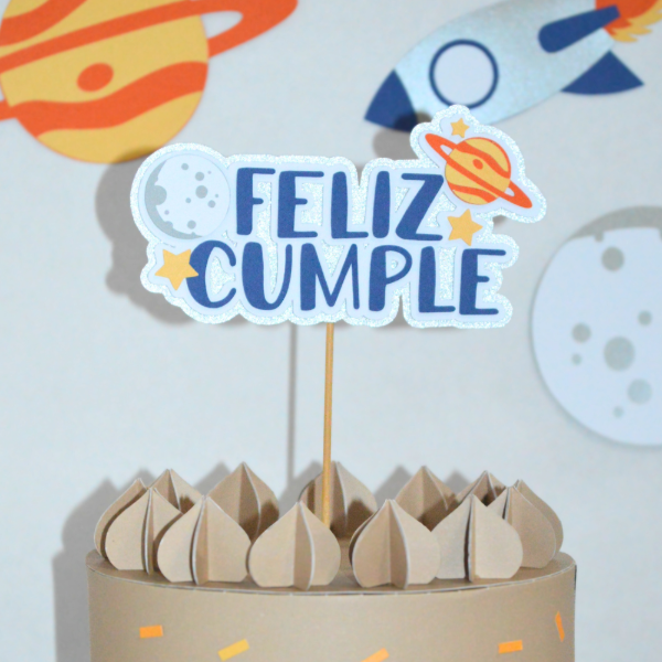 Producto - Topper "feliz cumple" - ESPACIO