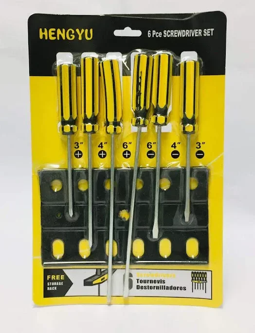 Producto - HE1538 SET DE DESTORNILLADORES CON SOPORTE X6 AMARILLOS