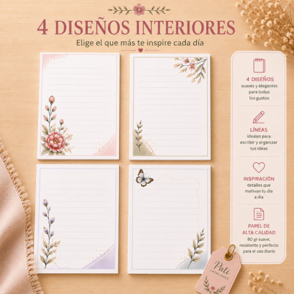 Producto - Anotador A6 Flores y Mariposas - Hortensias - 2