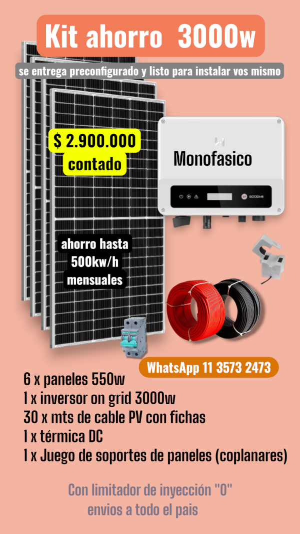 Producto - Kit Solar Ahorro 3000w  GOODWE con limitador monofásico