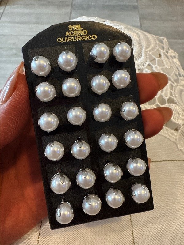 Producto - Aros blíster perlas x 12 unidades 8mm