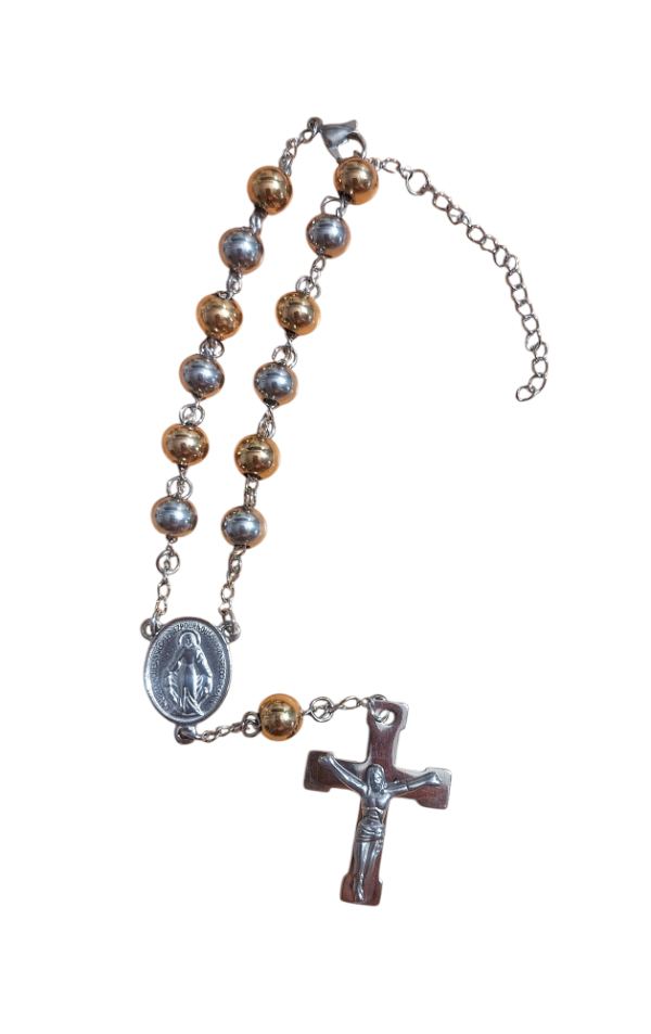 Producto - Pulsera cuentas doradas y plateadas - 2