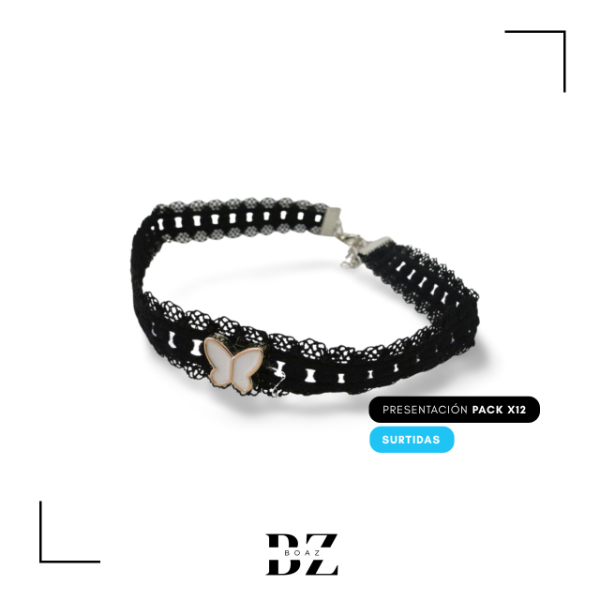 Producto - CHOCKER NEGRO CON DIJE MARIPOSA X 12 PCS EN CARD - 2019-5