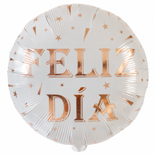 Producto - GLOBO METALIZADO FELIZ DIA CHAMPAGNE GOLD 45cm x 51cm APTO HELIO