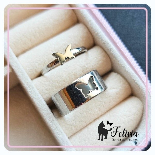 Producto - Anillos para compartir acero inox. Mariposa
