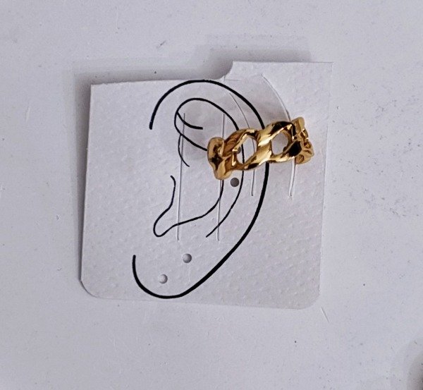 Producto - Cuff Acero Dorado zig zag Micro Pave con cuatro Cubik