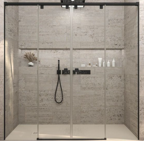 Producto - Box frontal steel door 2 paños fijos y 2 hojas corredizas