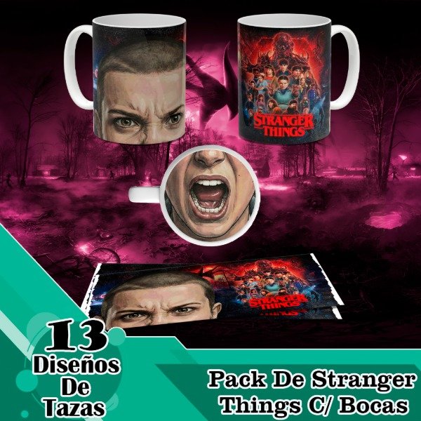 Producto - Diseños Digitales / Plantillas Para Tazas De Stranger Things Con Bocas
