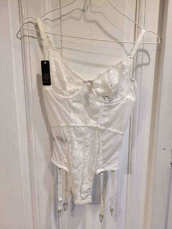 Producto - Body ANDRESSA blanco microtul y encaje NUEVO c/etiq Talle 85 - PRECIO: 28X