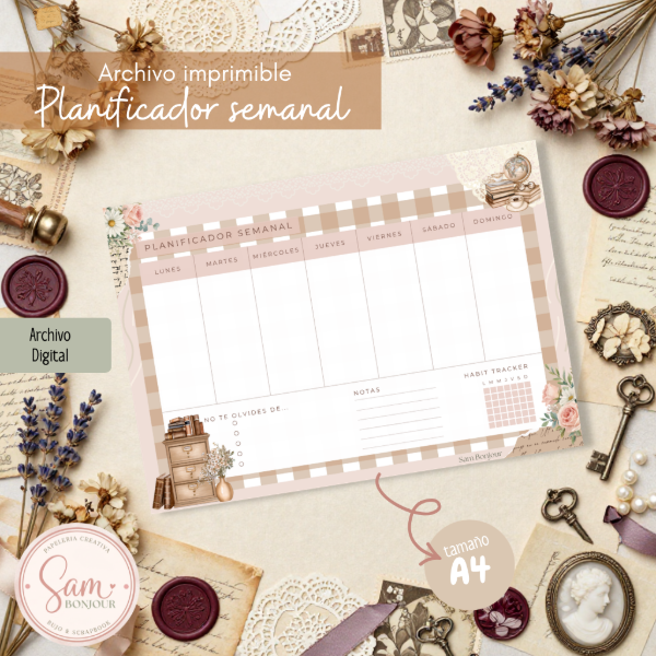 Producto - Archivo imprimible: Planner planner vintage