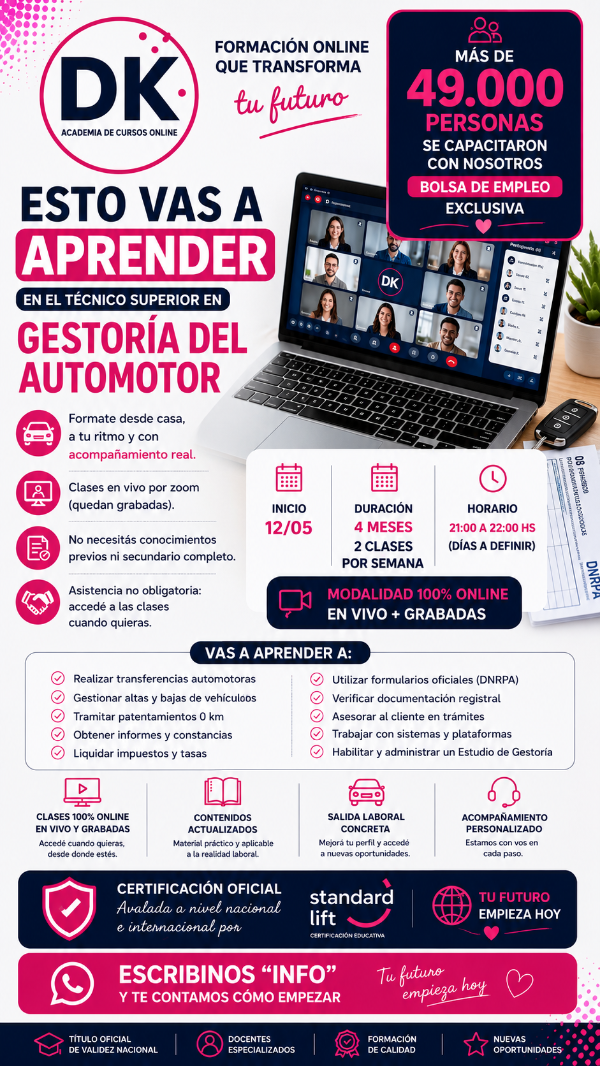 Producto - TÉCNICO SUPERIOR PROFESIONAL EN GESTIÓN DEL AUTOMOTOR
