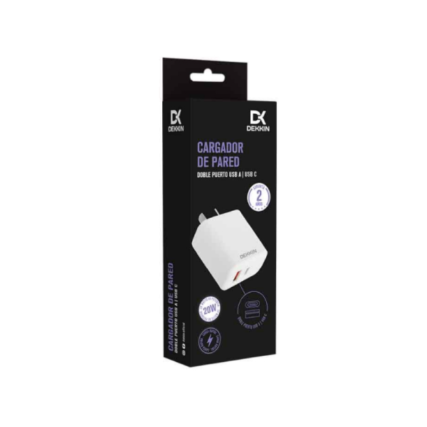 Producto - Cargador de pared Doble Usb A+C  20W