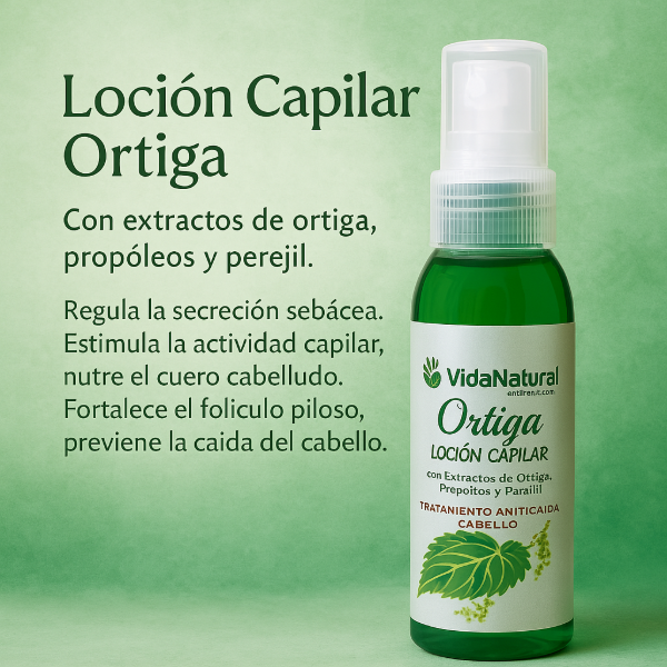 Producto - Loción Natural para la Caída del Cabello Ortiga, Propóleos y Perejil